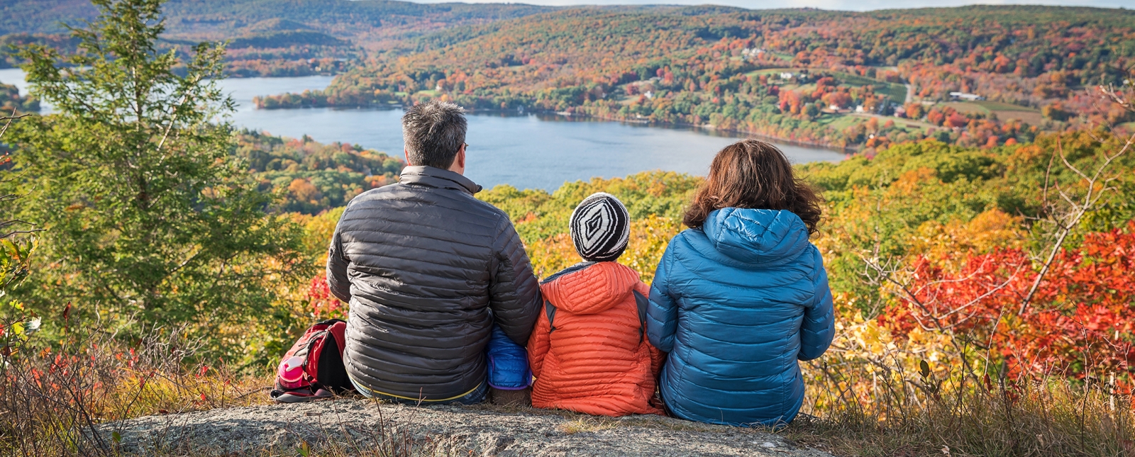 Family overlooking Lake Waramaug vista