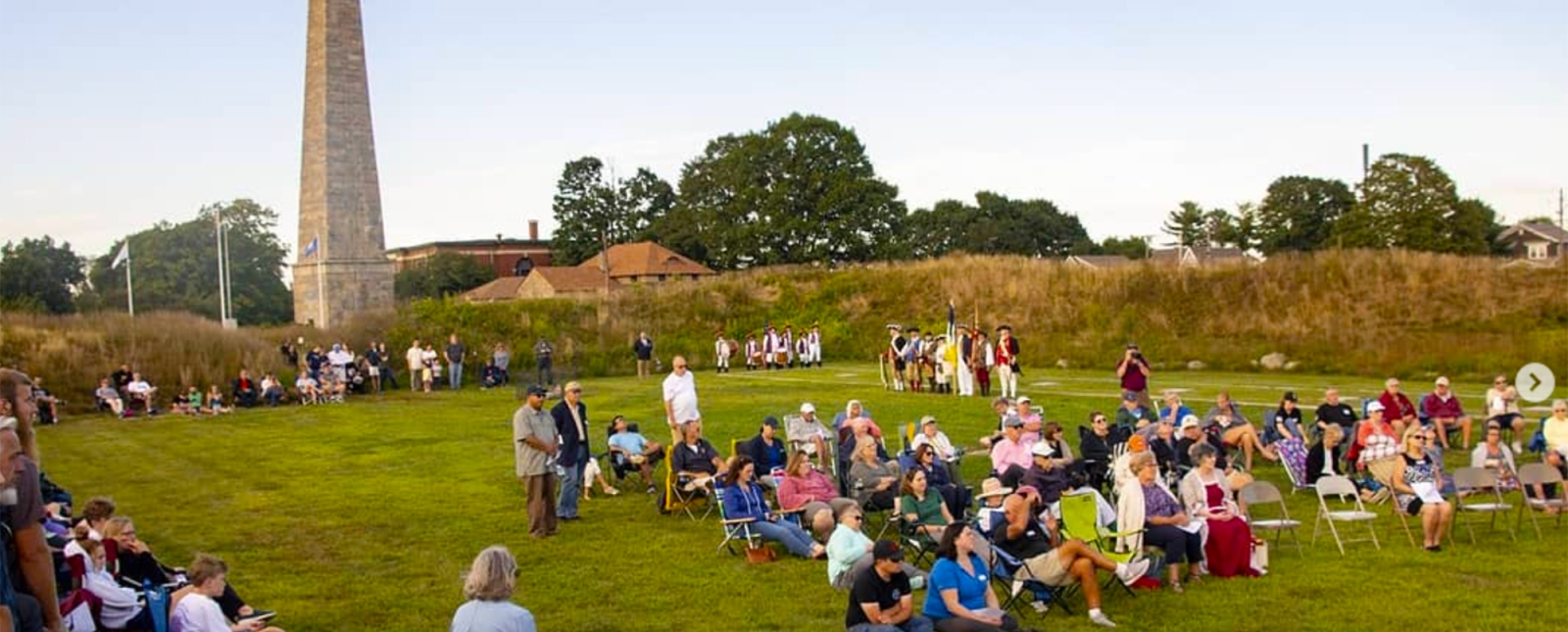 Many people at event near a monument (Instagram@fortgriswold)