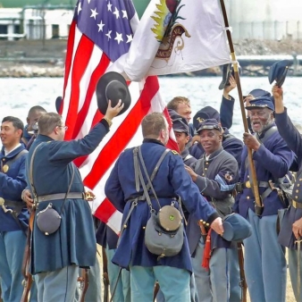 Reenactment of battle at Fort Trumbull (Instagram@the_8th_cv)