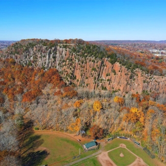 Aerial view of West Rock Ridge (Instagram@drone.worlds)